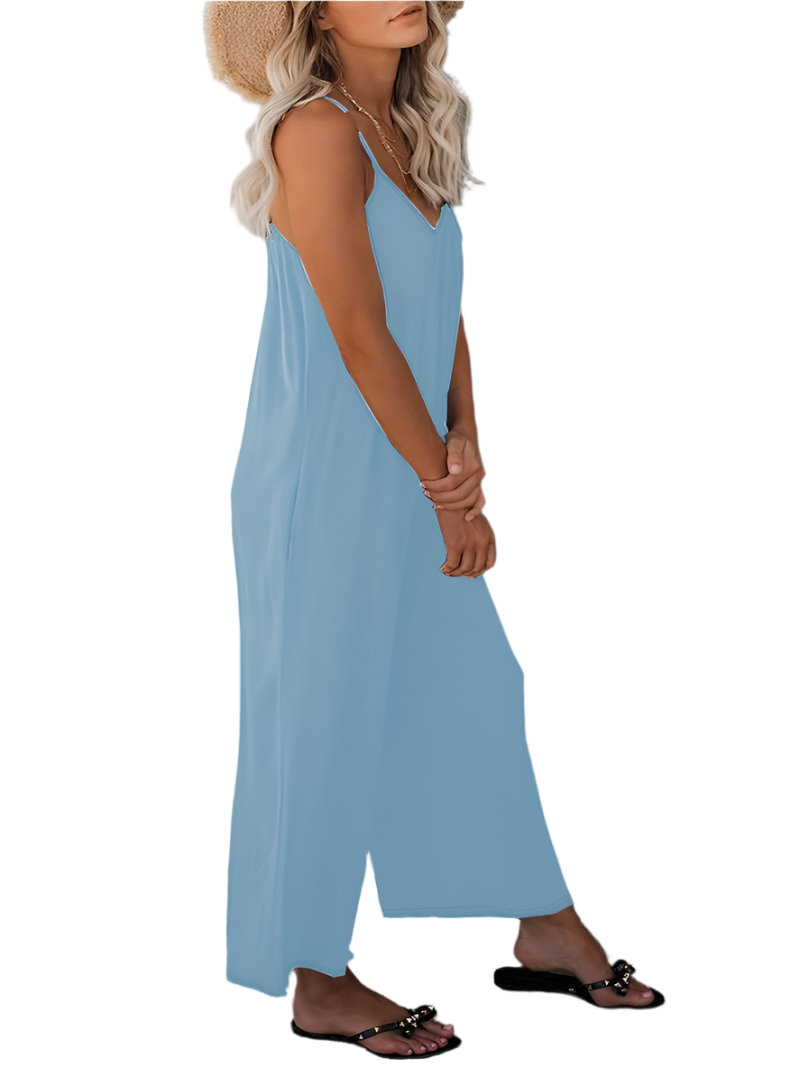 Magda – Rüschen-Boho-Overall mit weitem Bein für Damen