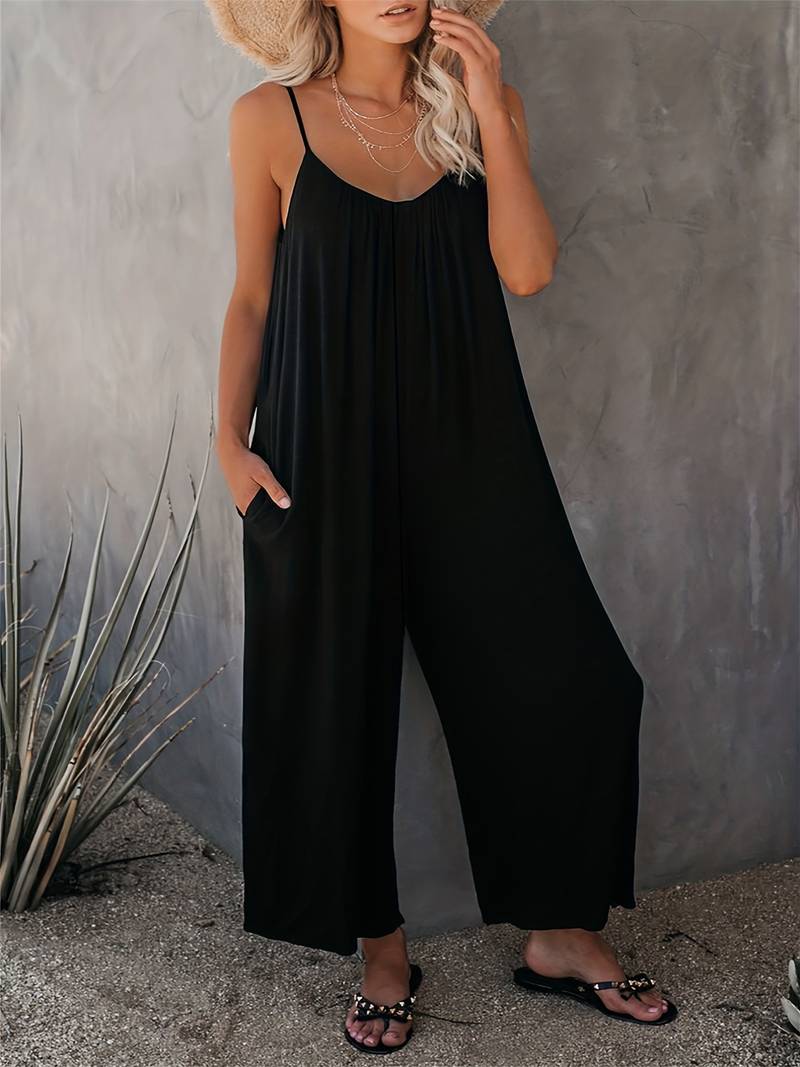 Magda – Rüschen-Boho-Overall mit weitem Bein für Damen
