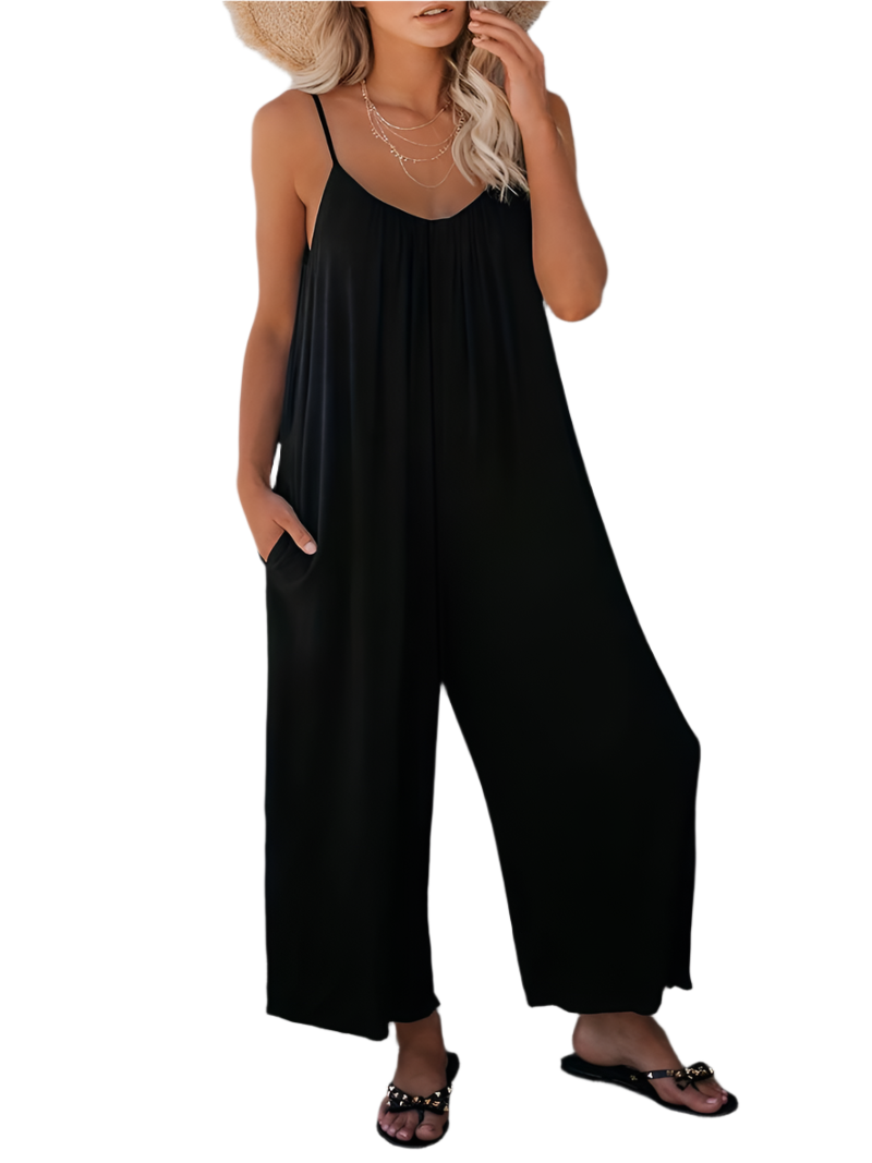 Magda – Rüschen-Boho-Overall mit weitem Bein für Damen