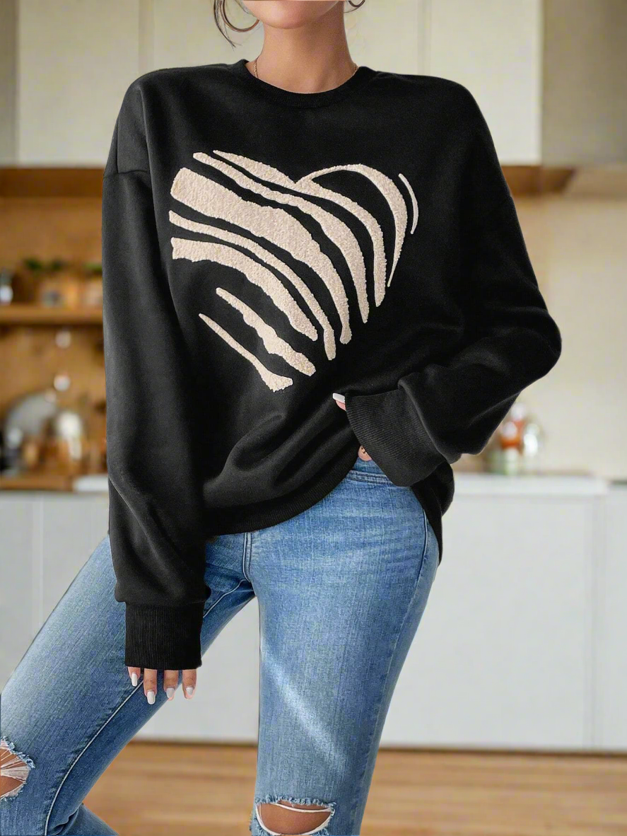 Camille – Herz Print Damen Sweatshirt