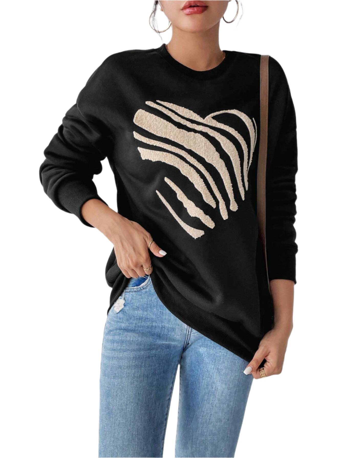 Camille – Herz Print Damen Sweatshirt