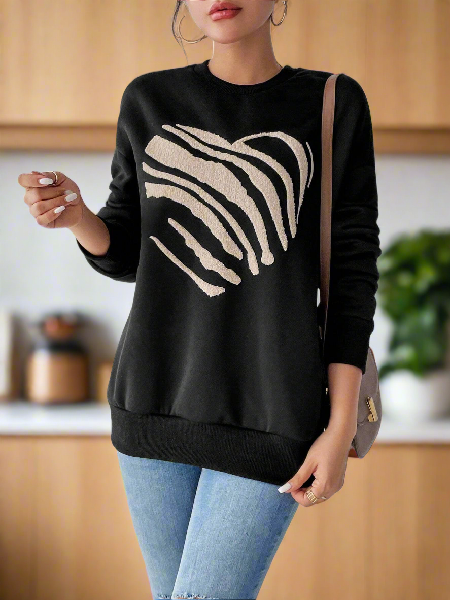 Camille – Herz Print Damen Sweatshirt