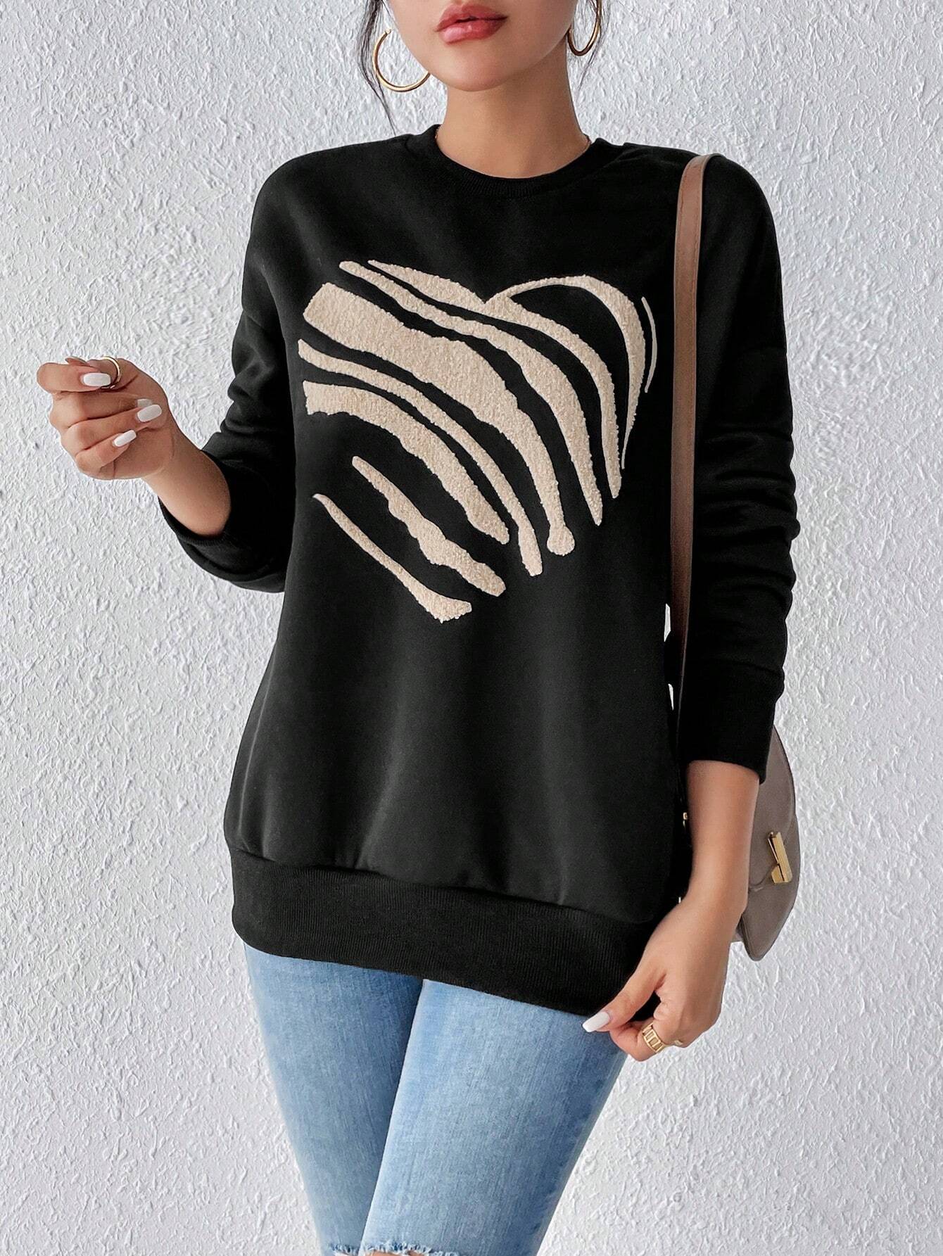 Camille – Herz Print Damen Sweatshirt
