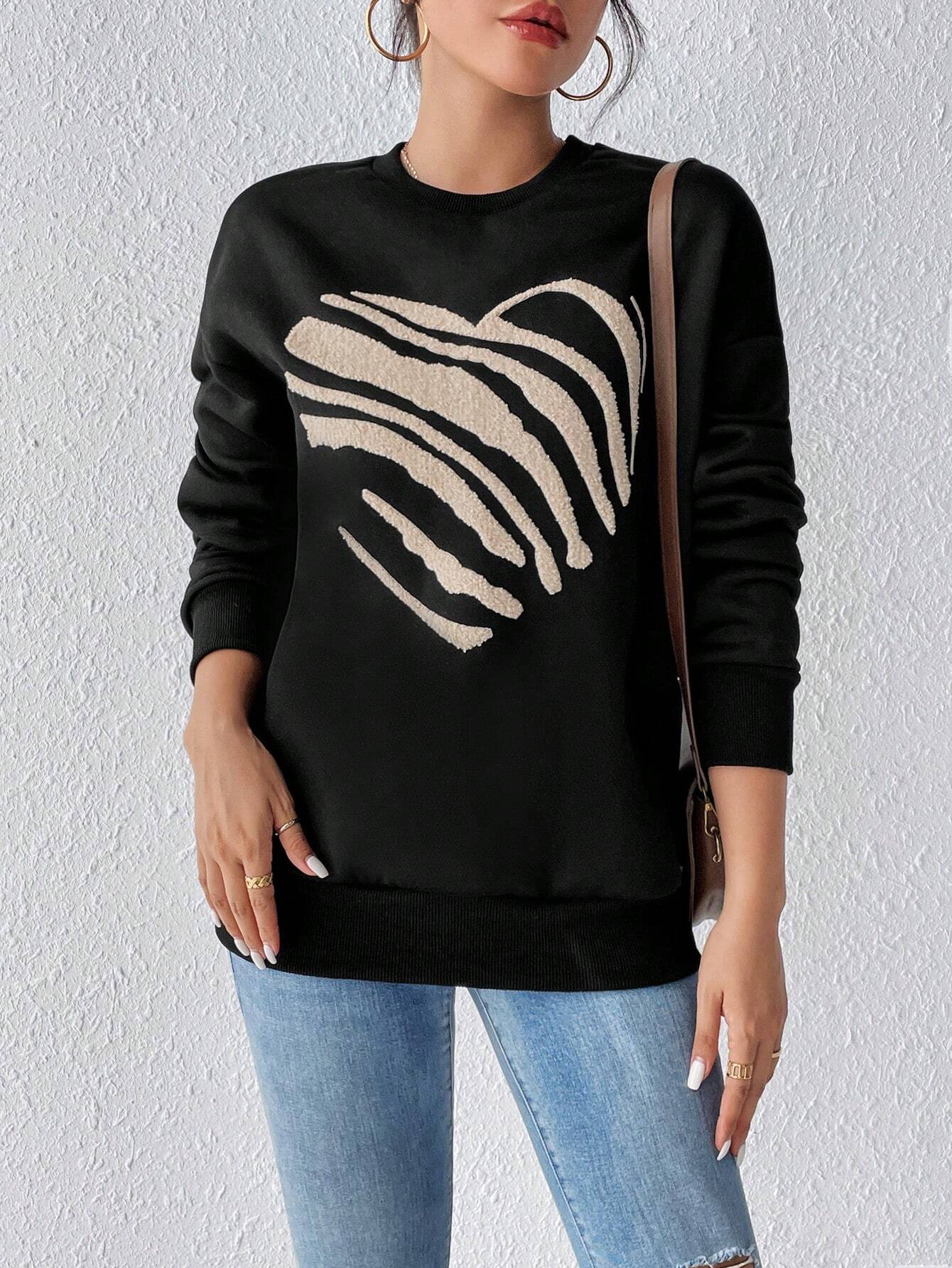 Camille – Herz Print Damen Sweatshirt