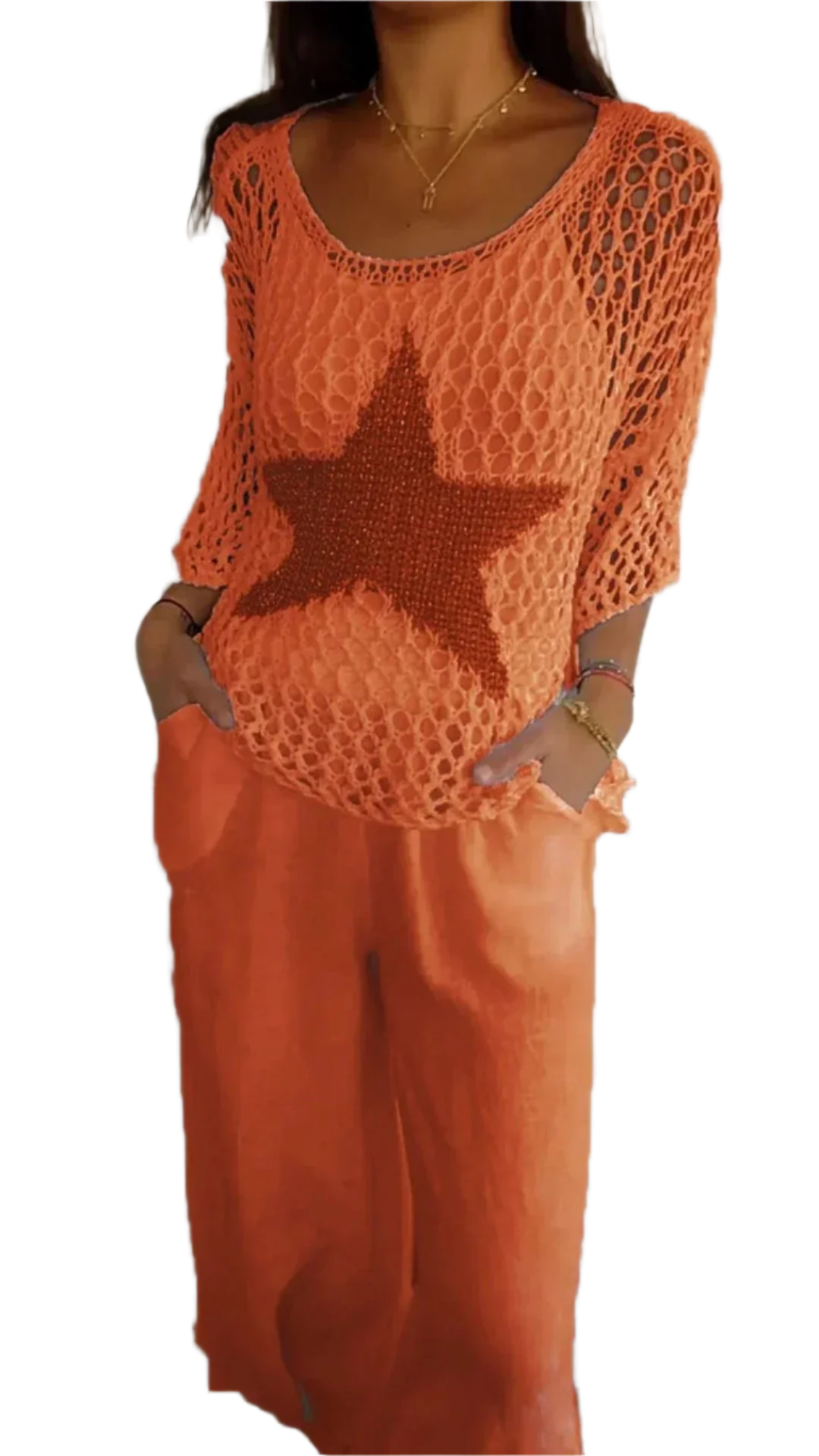 Stella – Elegantes Outfit-Set mit gehäkeltem Sternmuster für Damen