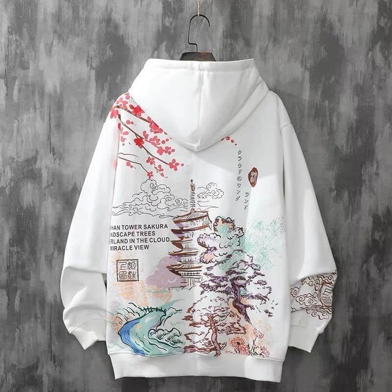 Mirella – Eleganter Hoodie mit japanischem Landschaftsdesign für Damen