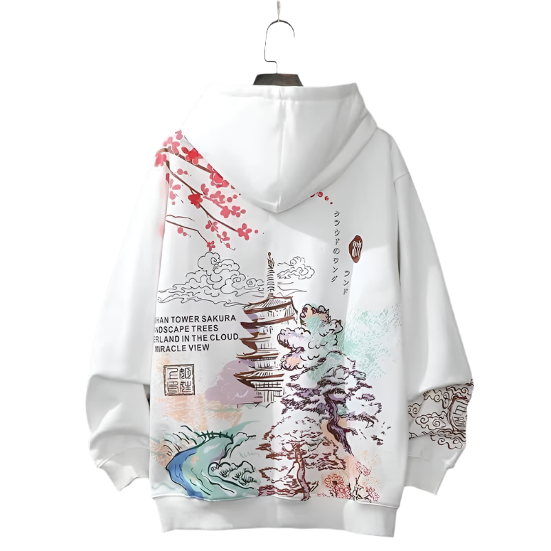 Mirella – Eleganter Hoodie mit japanischem Landschaftsdesign für Damen