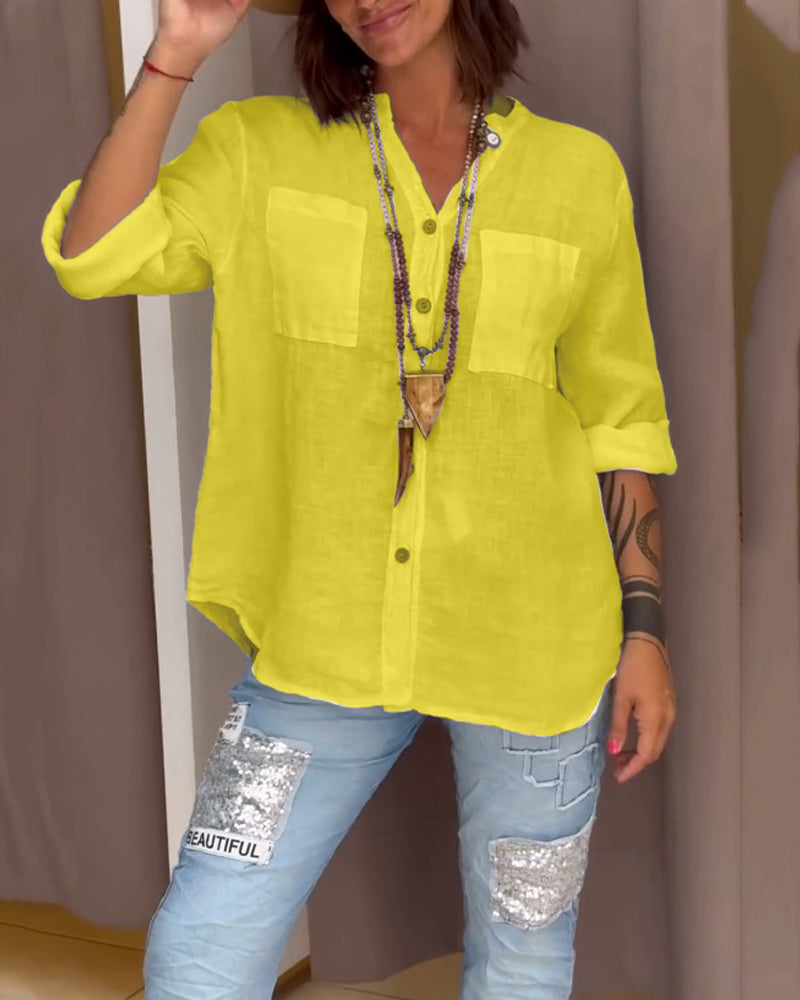 Cecilia – Lässiges Baumwoll-V-Ausschnitt-Shirt für Damen