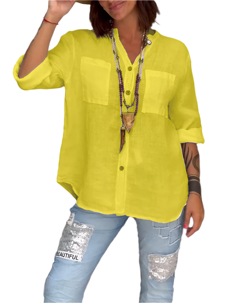 Cecilia – Lässiges Baumwoll-V-Ausschnitt-Shirt für Damen