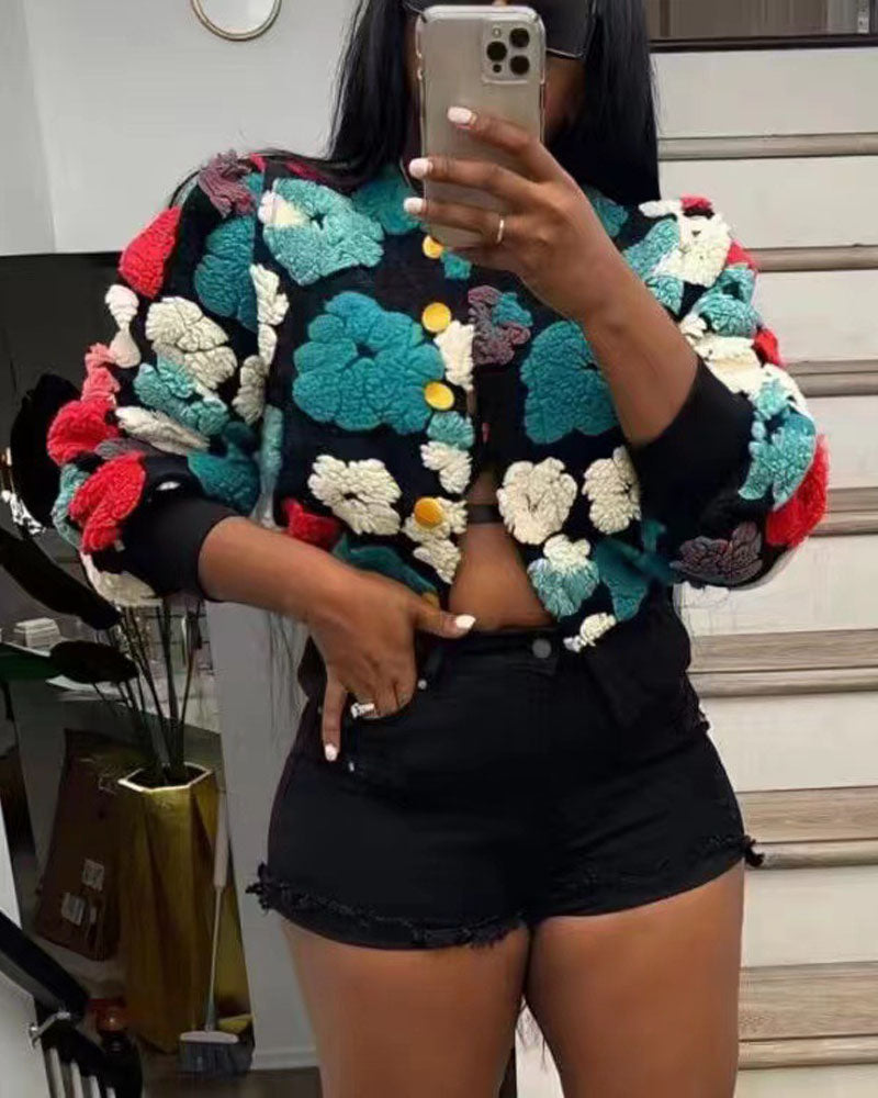 Sofia – Blüten Damen-Sherpa-Jacke