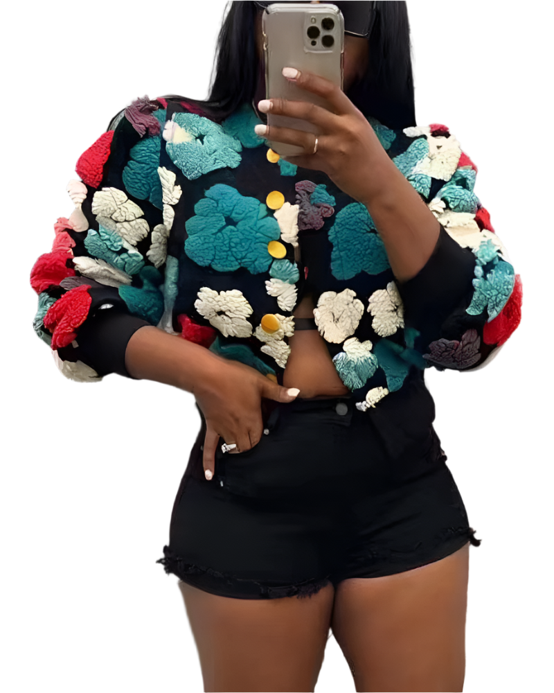 Sofia – Blüten Damen-Sherpa-Jacke