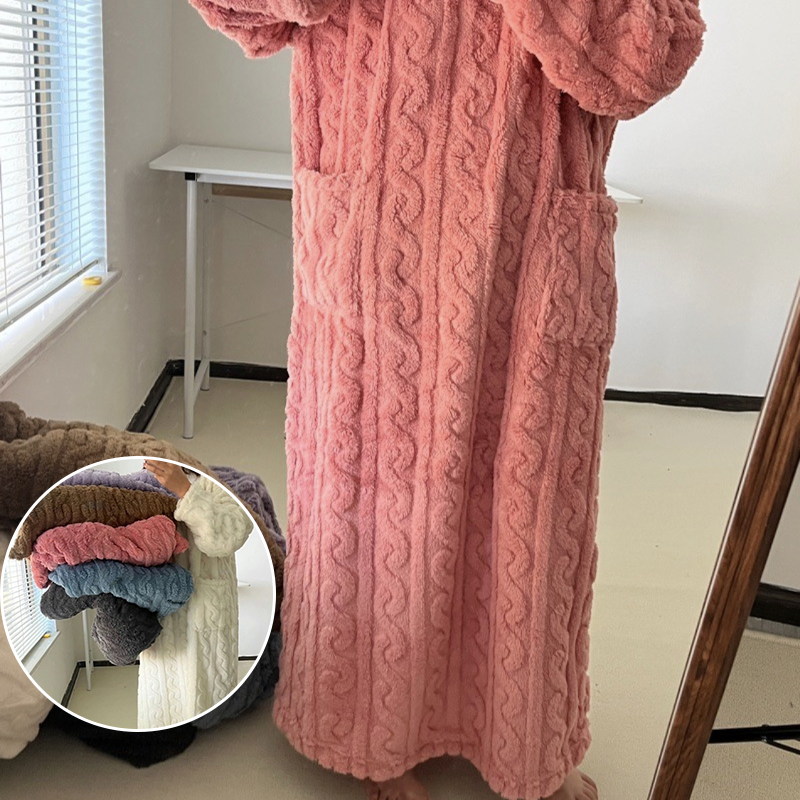 Elena – Luxuriöse Korallensamt Damen Winter-Hausmode