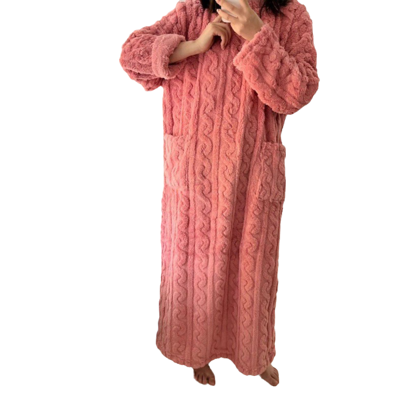 Elena – Luxuriöse Korallensamt Damen Winter-Hausmode