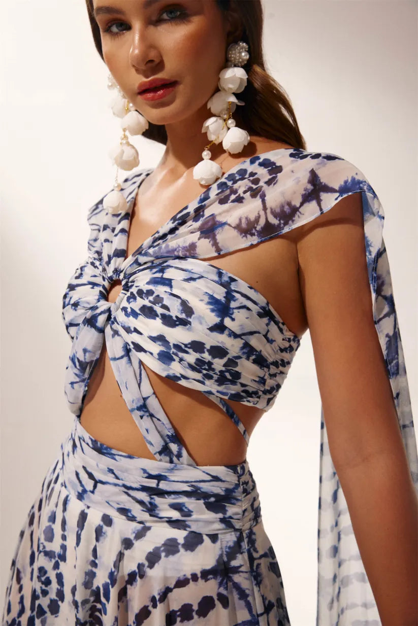 Isabella – Damen Maxi-Kleid mit Druck und Cut-Outs