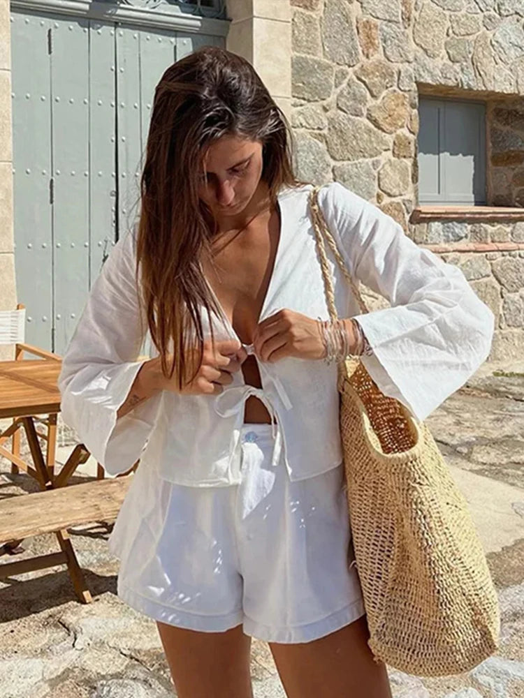 Lucia – Classic V-Neck Women’s Blouse