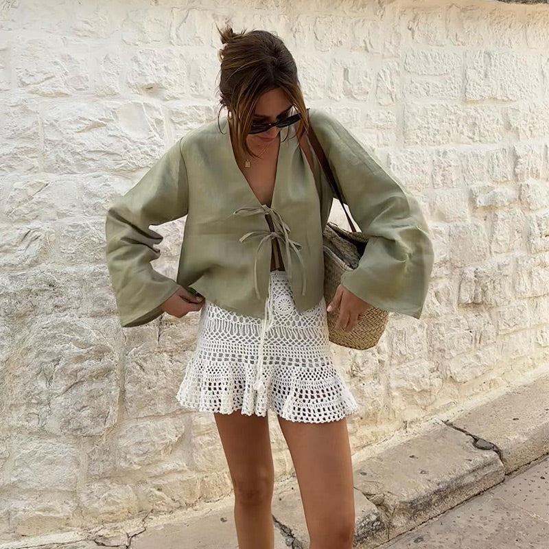 Lucia – Classic V-Neck Women’s Blouse