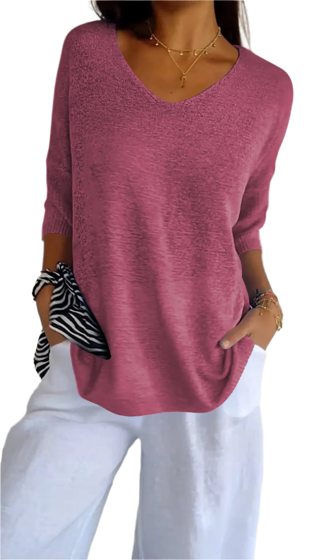 Isabella – Elegantes V-Ausschnitt Strickpullover für Damen