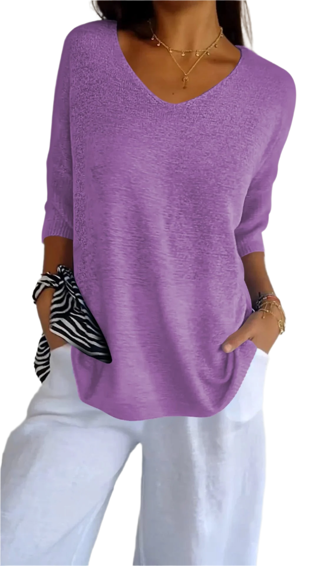 Isabella – Elegantes V-Ausschnitt Strickpullover für Damen