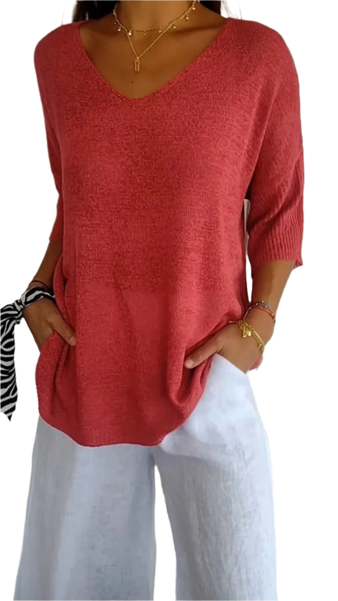 Isabella – Elegantes V-Ausschnitt Strickpullover für Damen