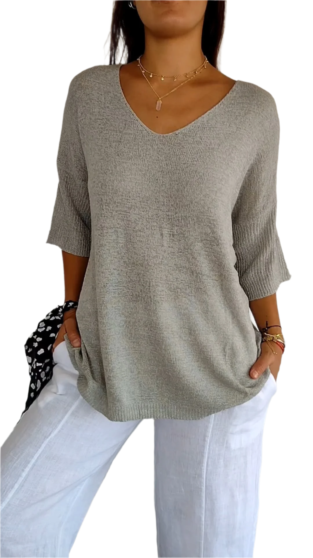 Isabella – Elegantes V-Ausschnitt Strickpullover für Damen