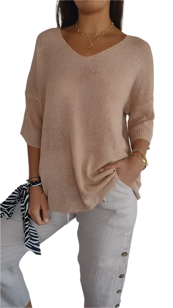 Isabella – Elegantes V-Ausschnitt Strickpullover für Damen