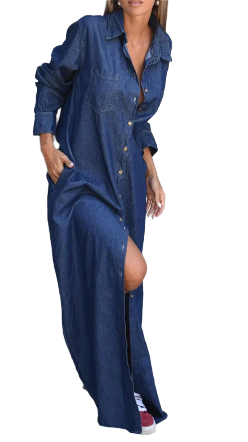 Camilla – Elegant Langärmliges Denimkleid für Damen
