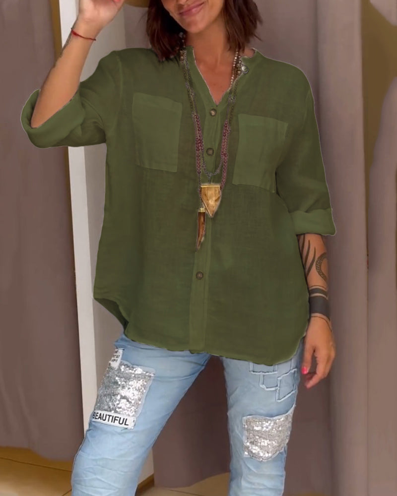 Cecilia – Lässiges Baumwoll-V-Ausschnitt-Shirt für Damen