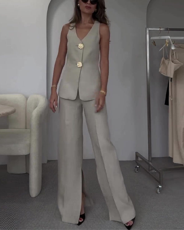 Giulia – Damen Leinenhosen & Oberteil Set