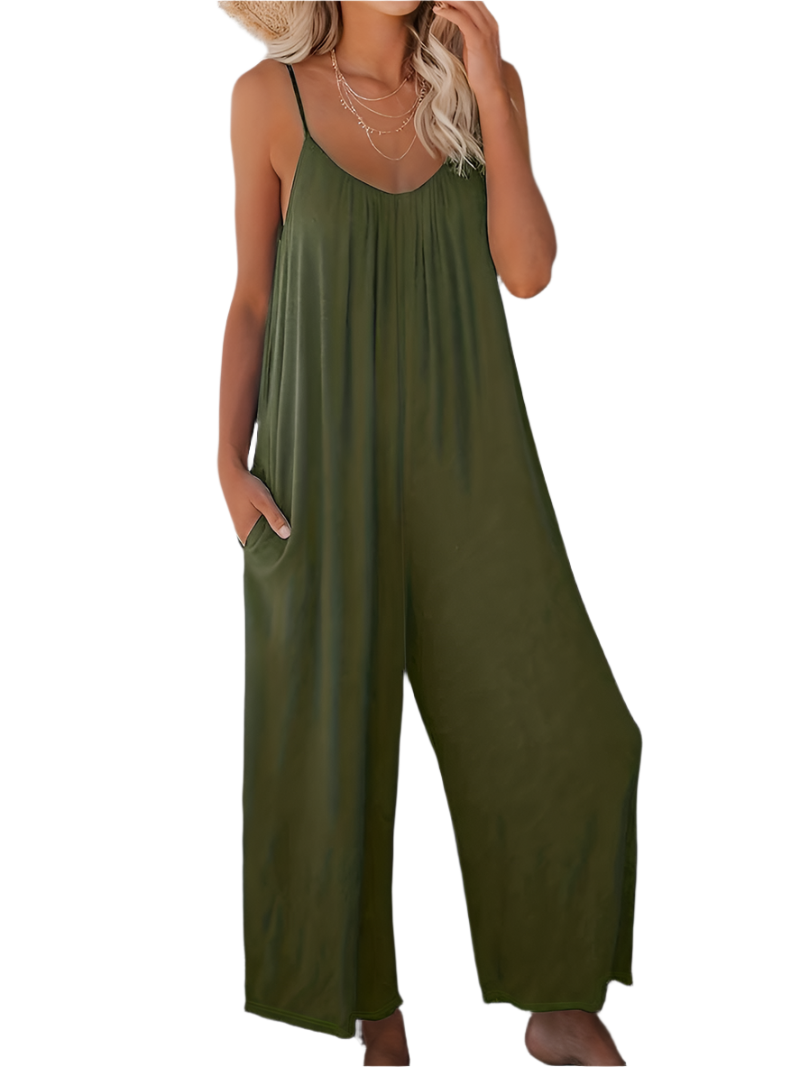 Magda – Rüschen-Boho-Overall mit weitem Bein für Damen