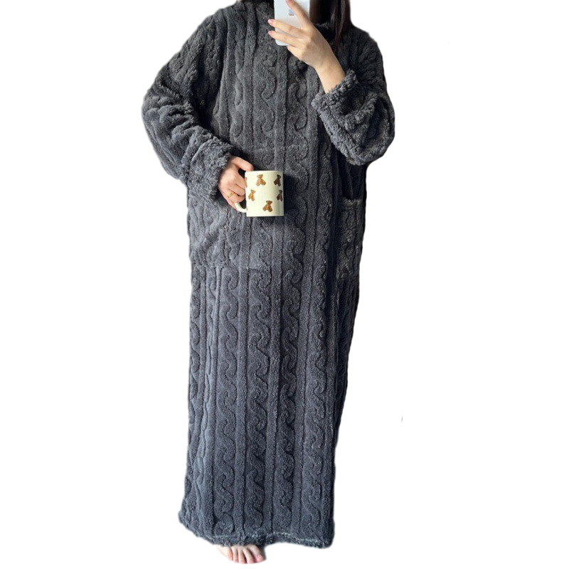 Elena – Luxuriöse Korallensamt Damen Winter-Hausmode