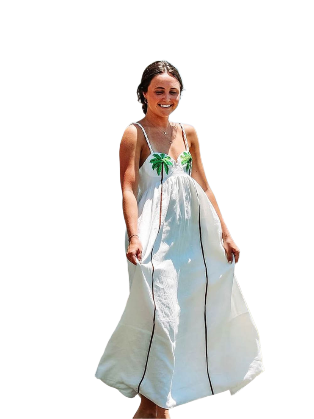 Gabriella – Tropisches Palm-Print Slip-Kleid für Damen