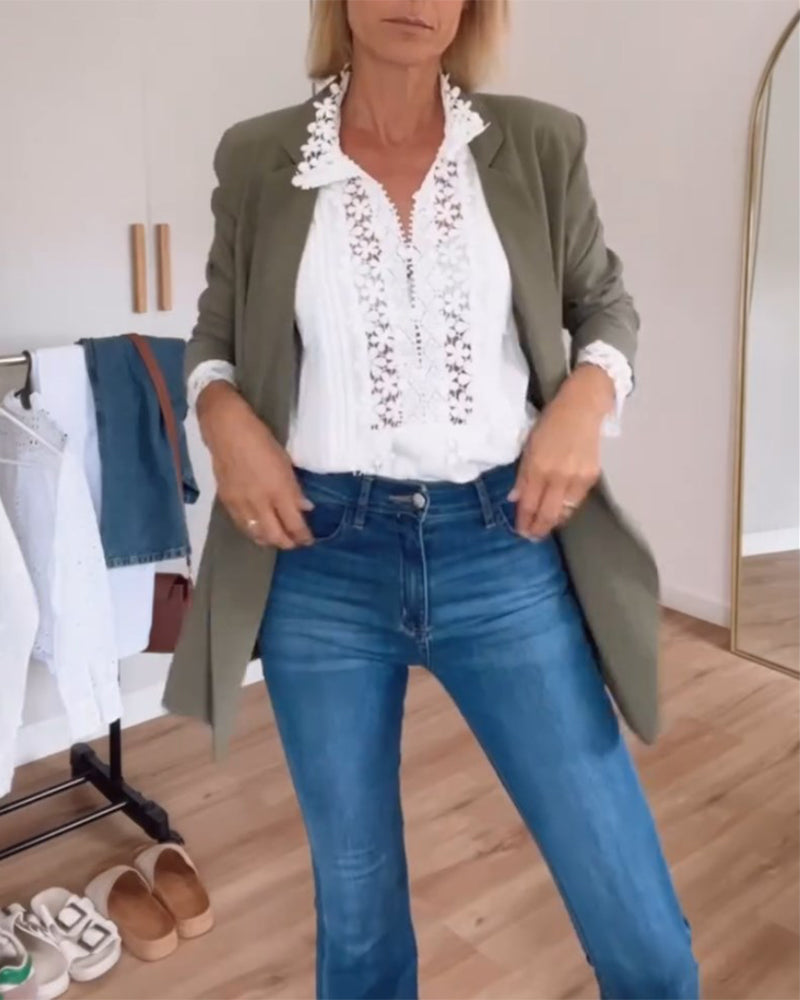 Jelyn – Baumwollhemd mit Spitze für Damen