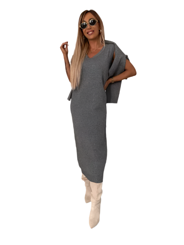 Lucia – Damen Bequemes Chic Midikleid und Rollkragenblusen-Set