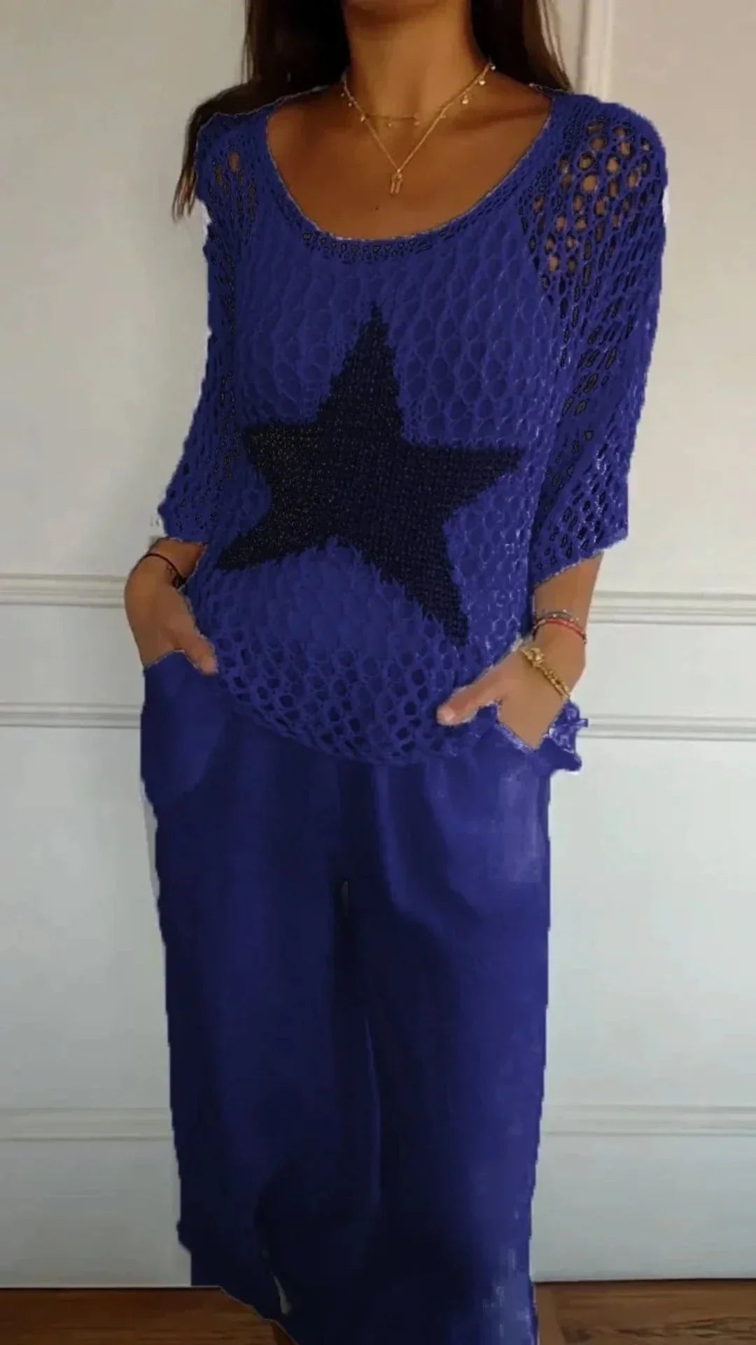 Stella – Elegantes Outfit-Set mit gehäkeltem Sternmuster für Damen