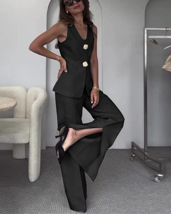 Giulia – Damen Leinenhosen & Oberteil Set