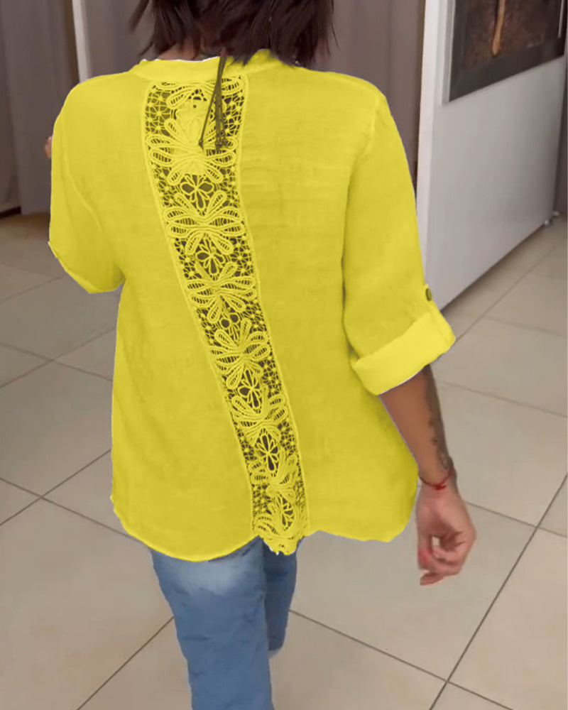 Cecilia – Lässiges Baumwoll-V-Ausschnitt-Shirt für Damen