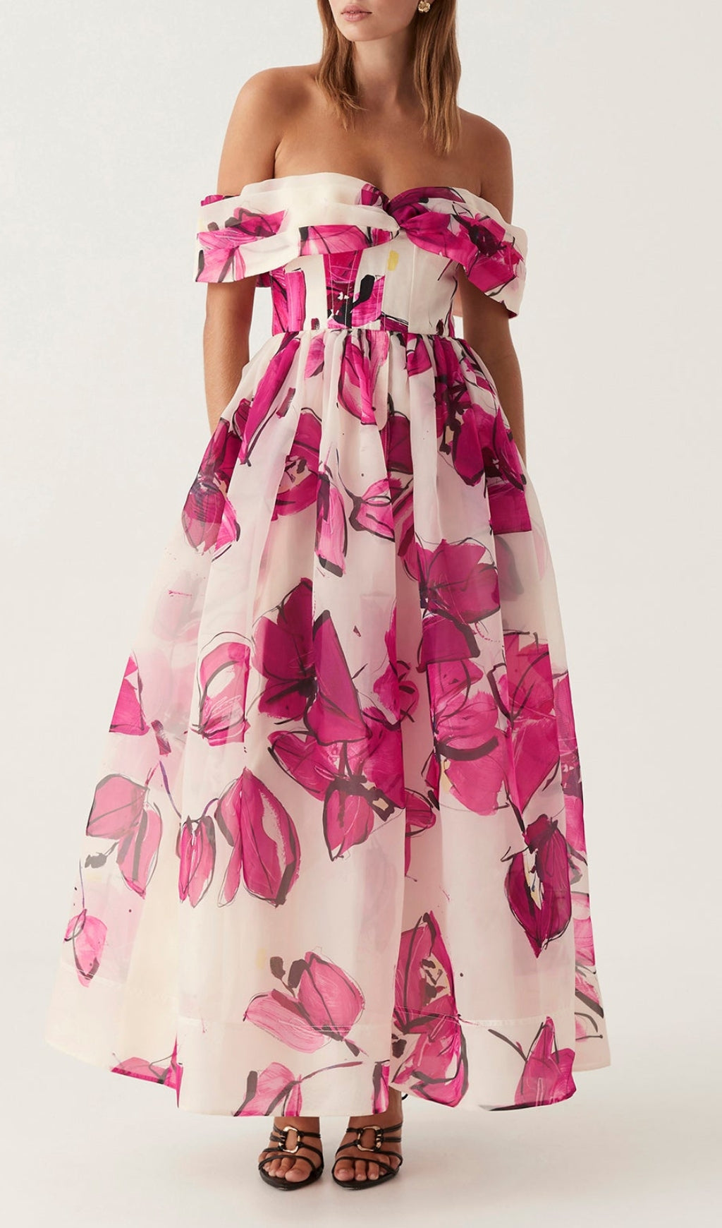 Isabella – Elegantes Bedrucktes Corsagen-Maxikleid für Damen