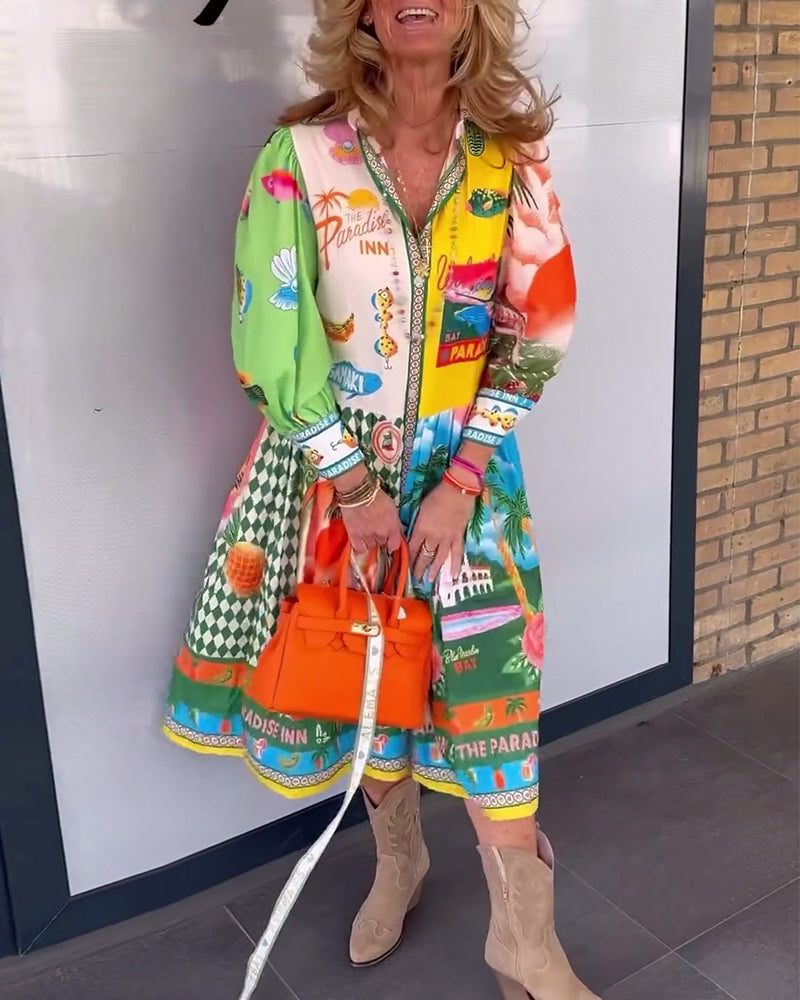 Mima – Damen Buntes Kleid