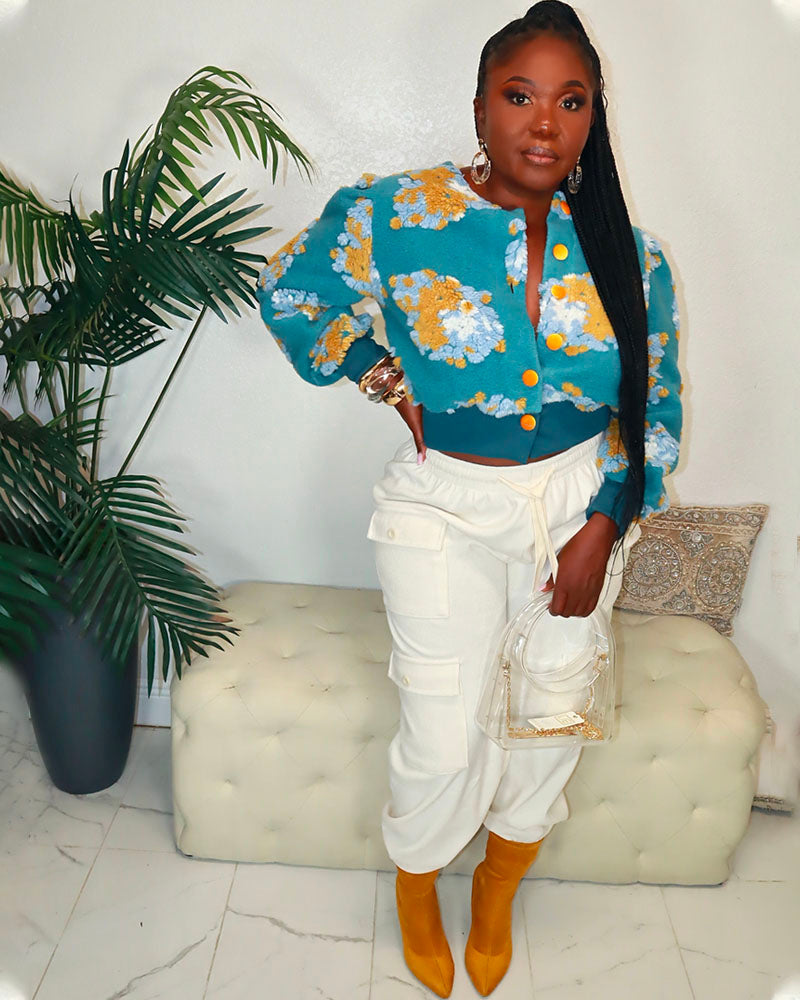 Sofia – Blüten Damen-Sherpa-Jacke