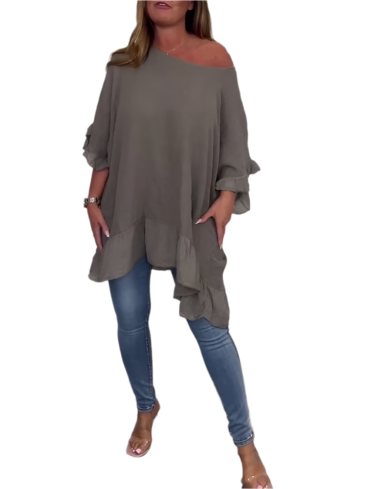 Sophia – Elegante Damenbluse mit gerafften Ärmeln