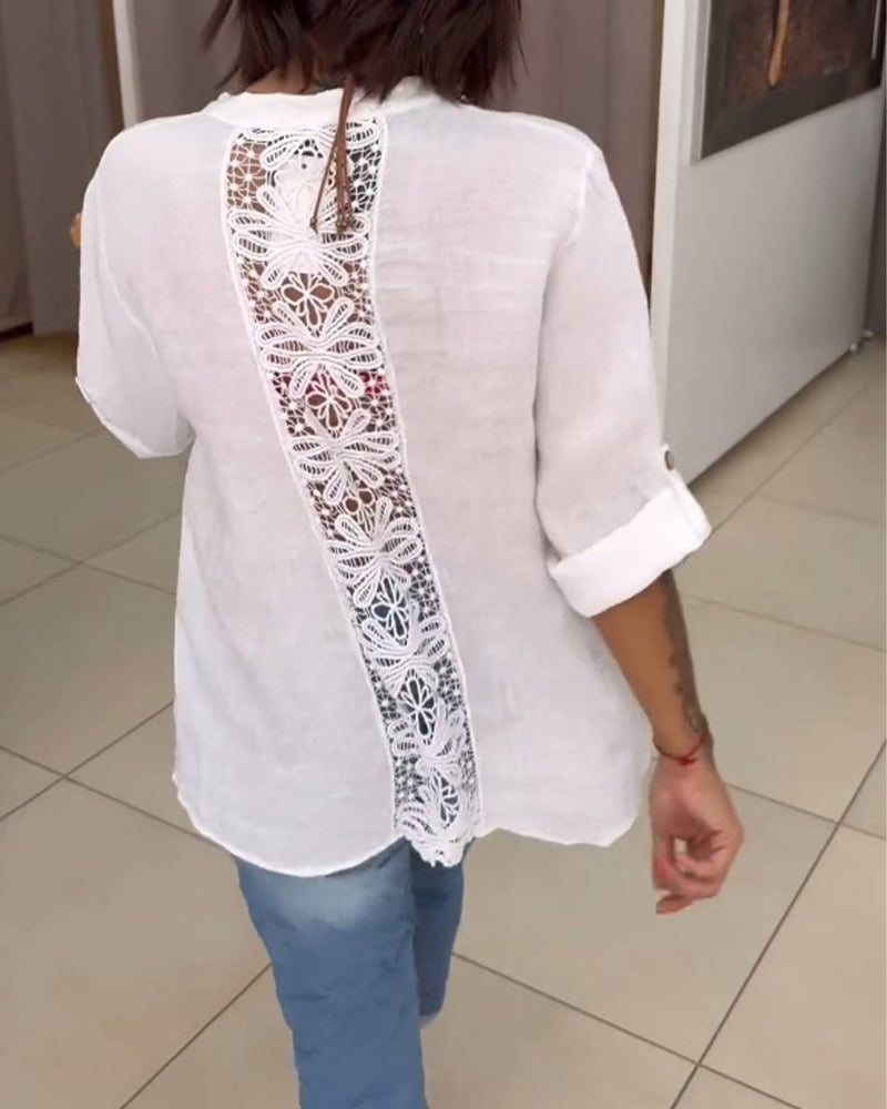 Cecilia – Lässiges Baumwoll-V-Ausschnitt-Shirt für Damen