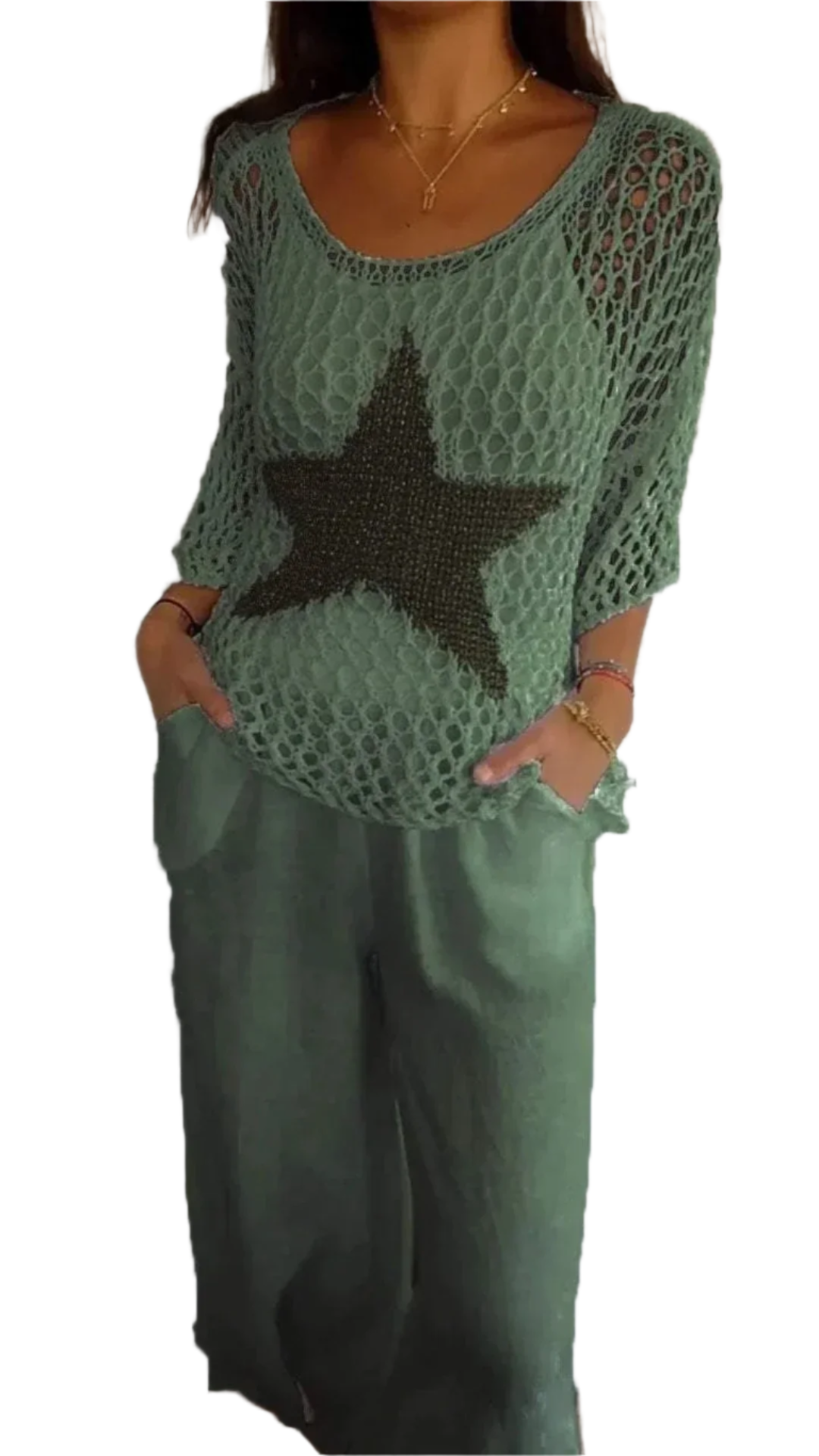 Stella – Elegantes Outfit-Set mit gehäkeltem Sternmuster für Damen