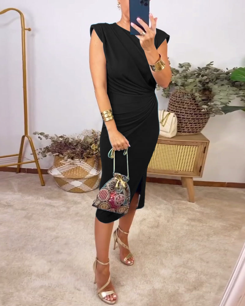 Elena – Mühelos Elegantes Midi-Wickelkleid für Damen