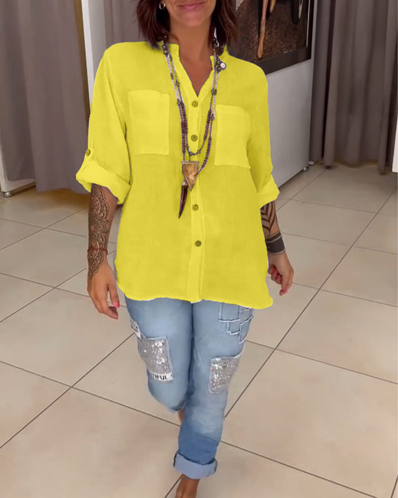 Cecilia – Lässiges Baumwoll-V-Ausschnitt-Shirt für Damen