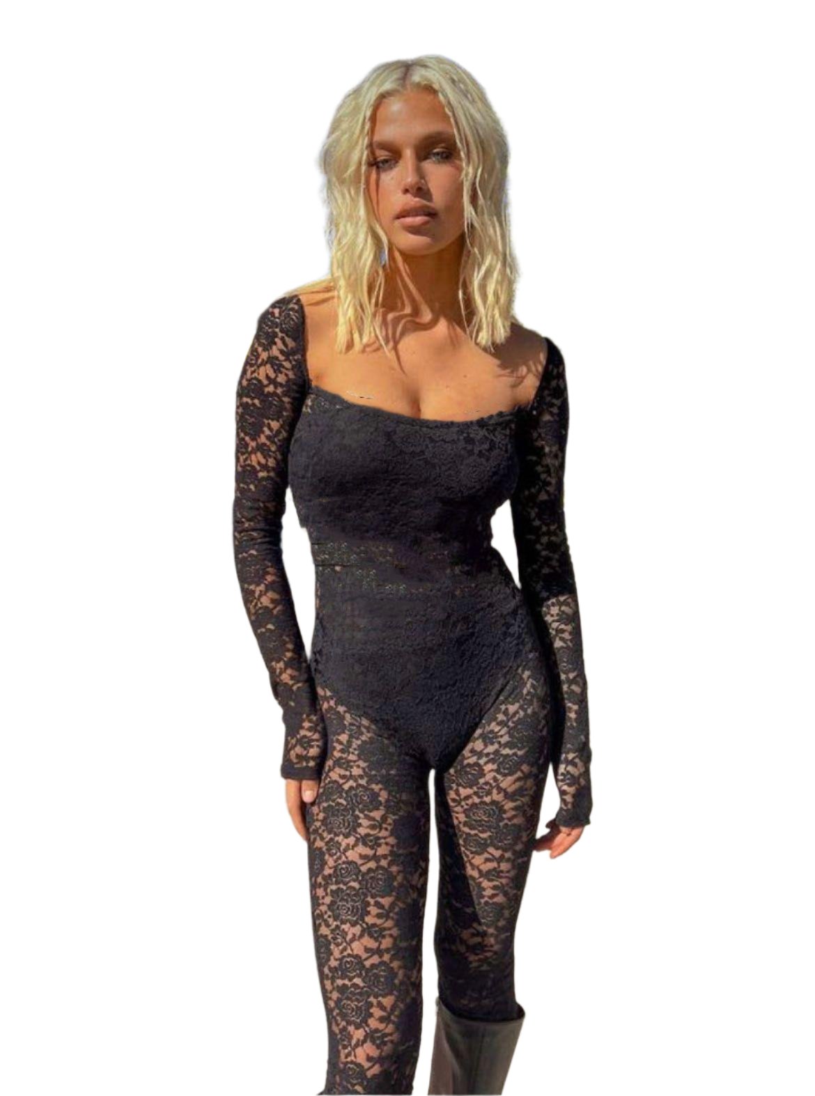 Lily – Spitzen-Halter-Jumpsuit