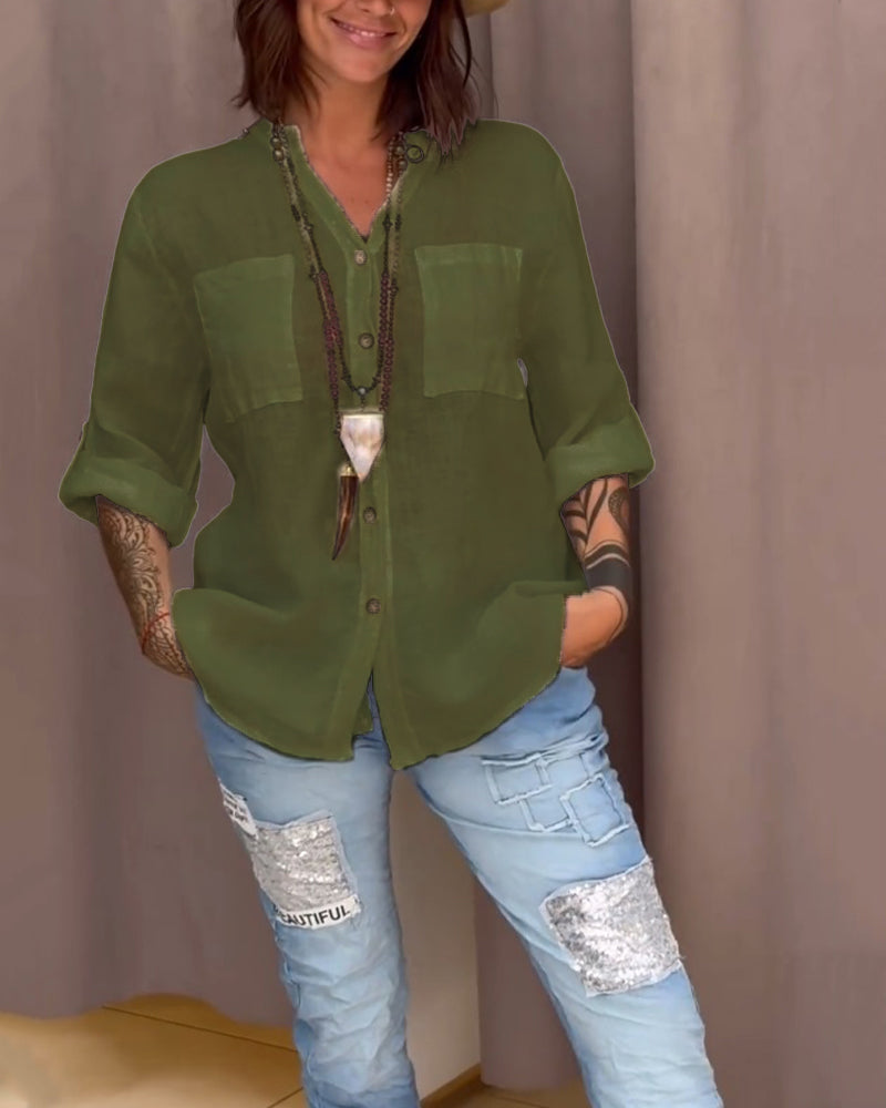 Cecilia – Lässiges Baumwoll-V-Ausschnitt-Shirt für Damen