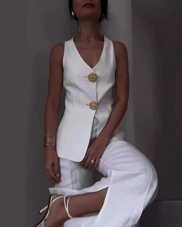 Giulia – Damen Leinenhosen & Oberteil Set