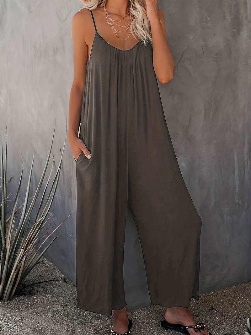 Magda – Rüschen-Boho-Overall mit weitem Bein für Damen
