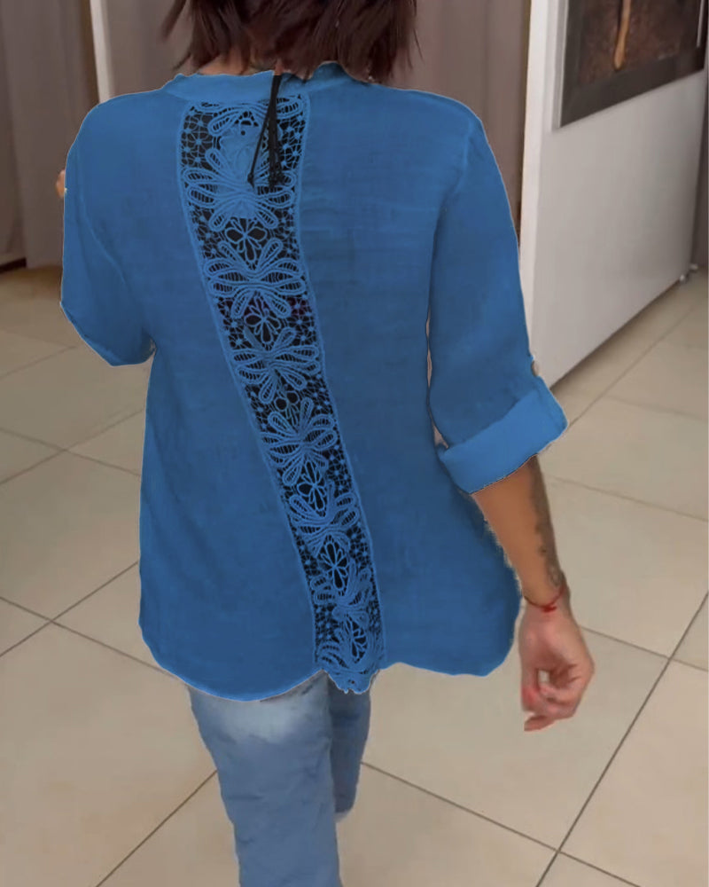 Cecilia – Lässiges Baumwoll-V-Ausschnitt-Shirt für Damen