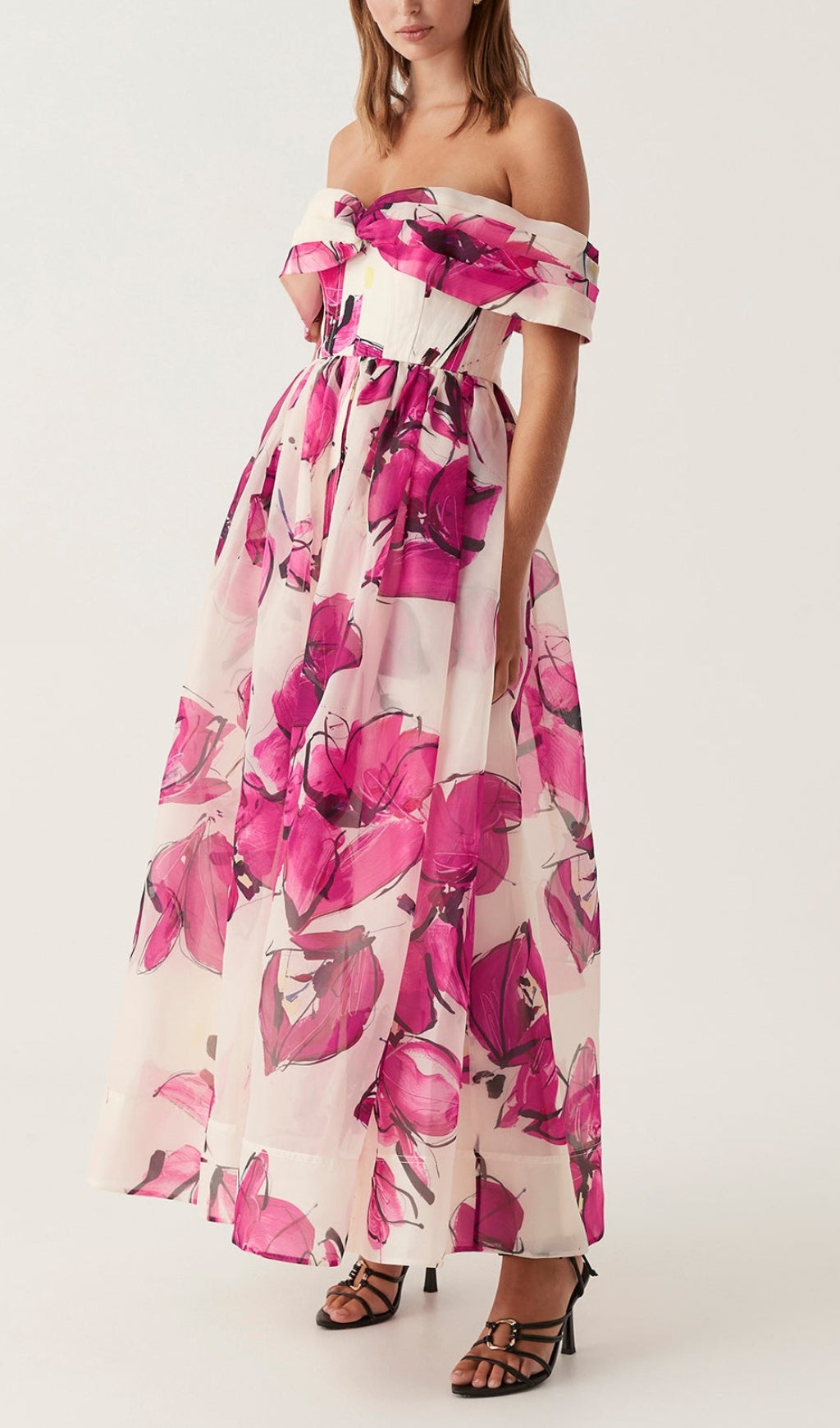 Isabella – Elegantes Bedrucktes Corsagen-Maxikleid für Damen